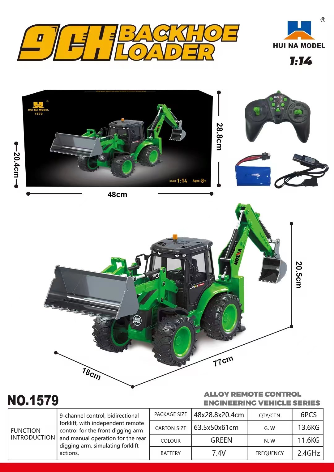 US Sale HUINA 1/14 1579 Remote - огляд і ціна Rc Hobby Excavator